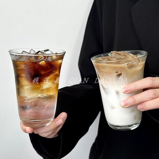 ins风阔口加厚光身杯冰美式拿铁咖啡杯高颜值简约冷饮杯喝水杯子