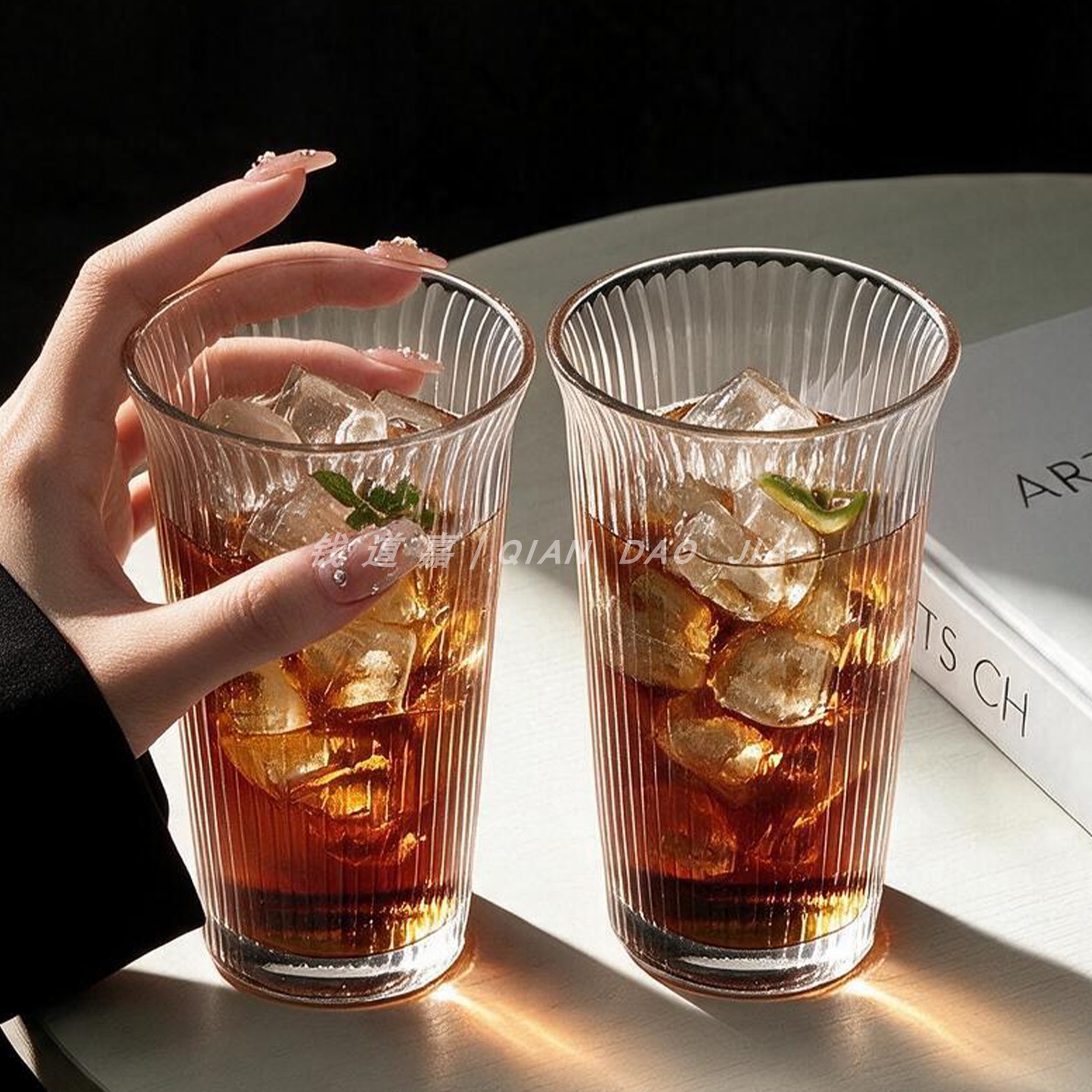 钱道嘉锤纹直身杯家用待客咖啡杯