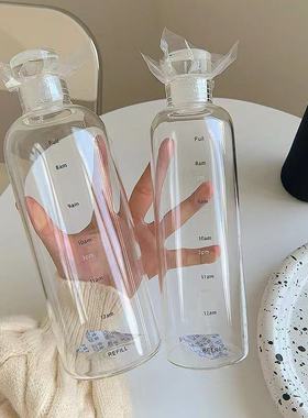 时间刻度圆形玻璃杯女便携水瓶风高级感高颜值boeibei 卜A杯