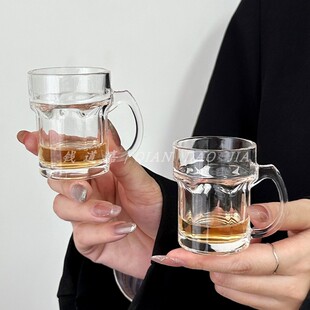 复古创意迷你带把福佳白一口杯一两小酒杯小众精致烈酒酒杯高颜值