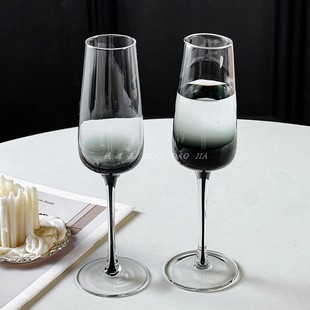 高颜值黑杆香槟杯水晶玻璃酒杯创意鸡尾酒杯高级轻奢红酒高脚杯子