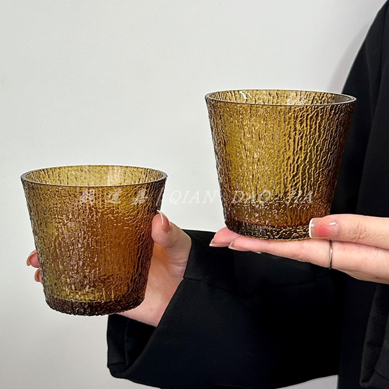 钱道嘉玻璃复古琥珀色大口畅饮杯