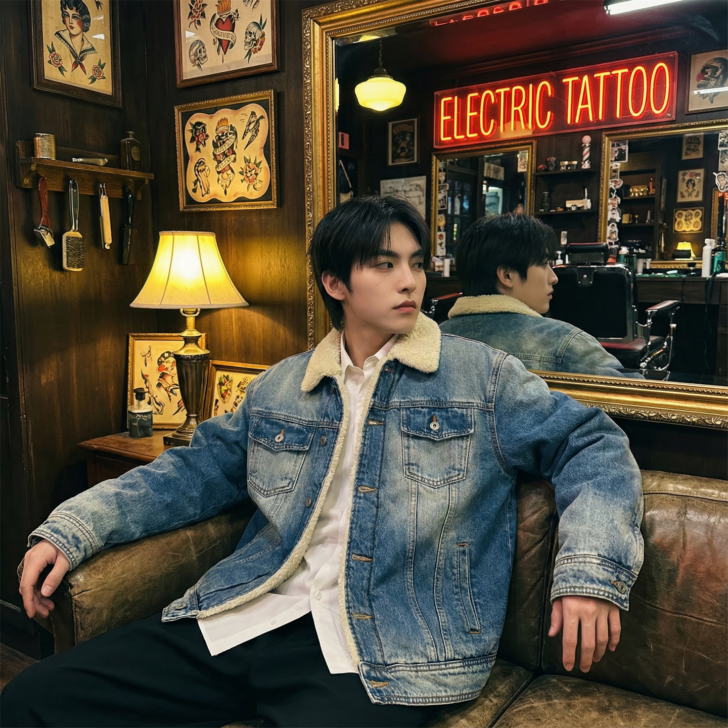 新款现货做旧羊羔绒牛仔外套保暖棉服夹克Q2053-P138,男装工装外套,星座1017