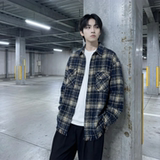 现货2026春复古美式格子长袖衬衫毛边宽松衬衣SC245-P58，男装衬衫，星座1017