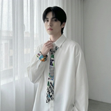 现货长袖衬衫男潮流带领带帅气港风高级感情侣衬衣FA32-P55，男装衬衫，星座1017