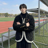 现货手工制扣古布保暖上衣设计感小众羊羔绒外套M7811-P128，男装棉衣，星座1017