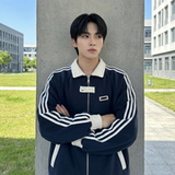 现货2026三条杠翻领夹克男宽松休闲运动外套现货R238-P68，男装夹克，星座1017