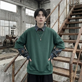 现货慵懒假两件衬衫领卫衣日系情侣碎花上衣A881-P65，男装衬衫，星座1017