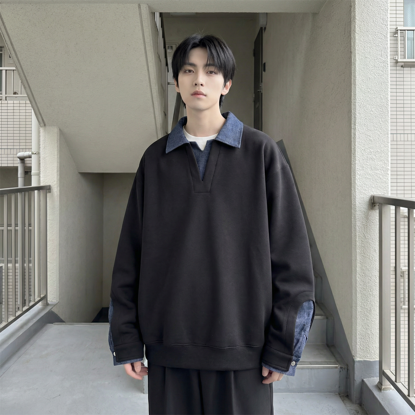 现货春季新款翻领高级感衬衫领上衣长袖卫衣男装潮WY212-P68,男装衬衫,星座1017