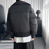 三防短款肩章碳黑色围巾领拉链棉服M2051-P138，男装棉衣，星座1017