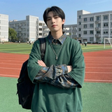 现货慵懒假两件衬衫领卫衣日系情侣碎花上衣A881-P65，男装衬衫，星座1017