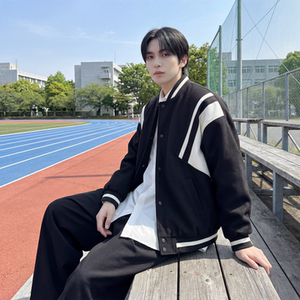 现货 撞色美式复古夹克棒球服流行外套W0023-P88控118 加绒P100图片