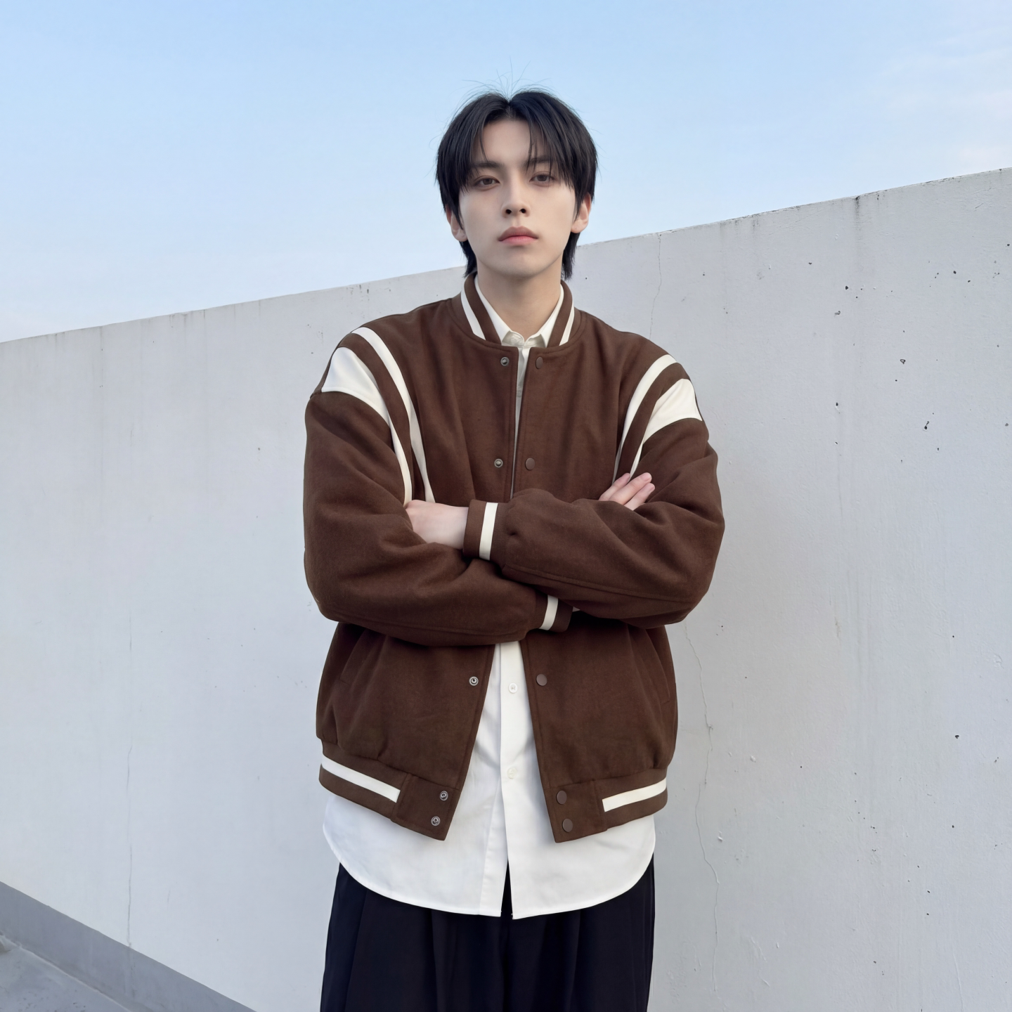 现货 撞色美式复古夹克棒球服流行外套W0023-P88控118 加绒P100图片