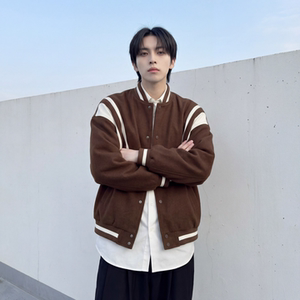 现货 撞色美式复古夹克棒球服流行外套W0023-P88控118 加绒P100图片