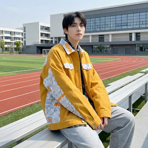 现货 2026春季痞帅拼接设计感翻领夹克高级感潮流外套 J24-P75，男装夹克，星座1017