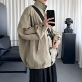 格子风衣结构外套美式复古宽松秋冬季撞色百搭外套H8321-P118，男装风衣，星座1017