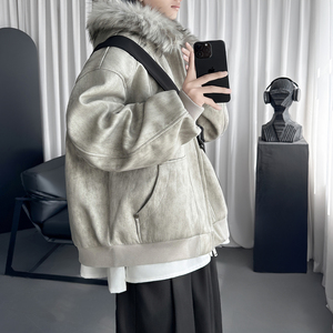 冬季座山雕加绒加厚连帽毛领棉服复古美式夹克 M2765-P148图片