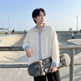 现货潮衬衫小众刺绣长袖衬衣新中式情侣外套DY877-P68，男装衬衫，星座1017