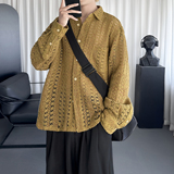 碎花纹理镂空针织衬衫S2029-P68，男装衬衫，星座1017