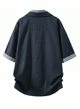 夏日系复古假两件七分袖POLO衫男女生TX2611-P58