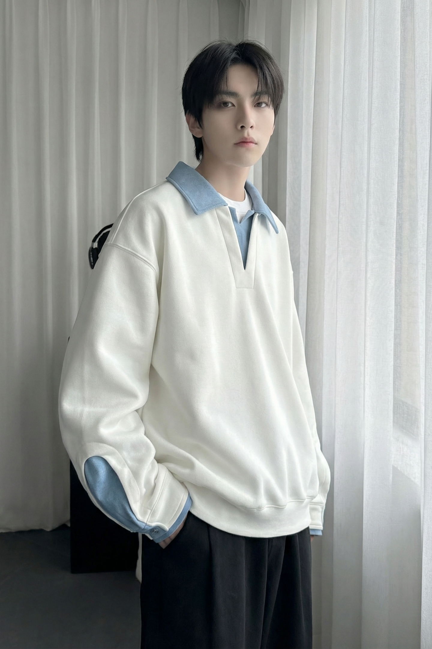 现货春季新款翻领高级感衬衫领上衣长袖卫衣男装潮WY212-P68,男装衬衫,星座1017