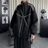 现货2026日系拼接立领夹克春秋季潮牌宽松休闲运动外套V226-P68，男装夹克，星座1017