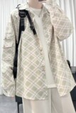 秋季工装格子男衬衫长袖宽松衬衣休闲外套1017-CY345-P58，男装衬衫，星座1017