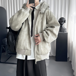 冬季座山雕加绒加厚连帽毛领棉服复古美式夹克 M2765-P148图片