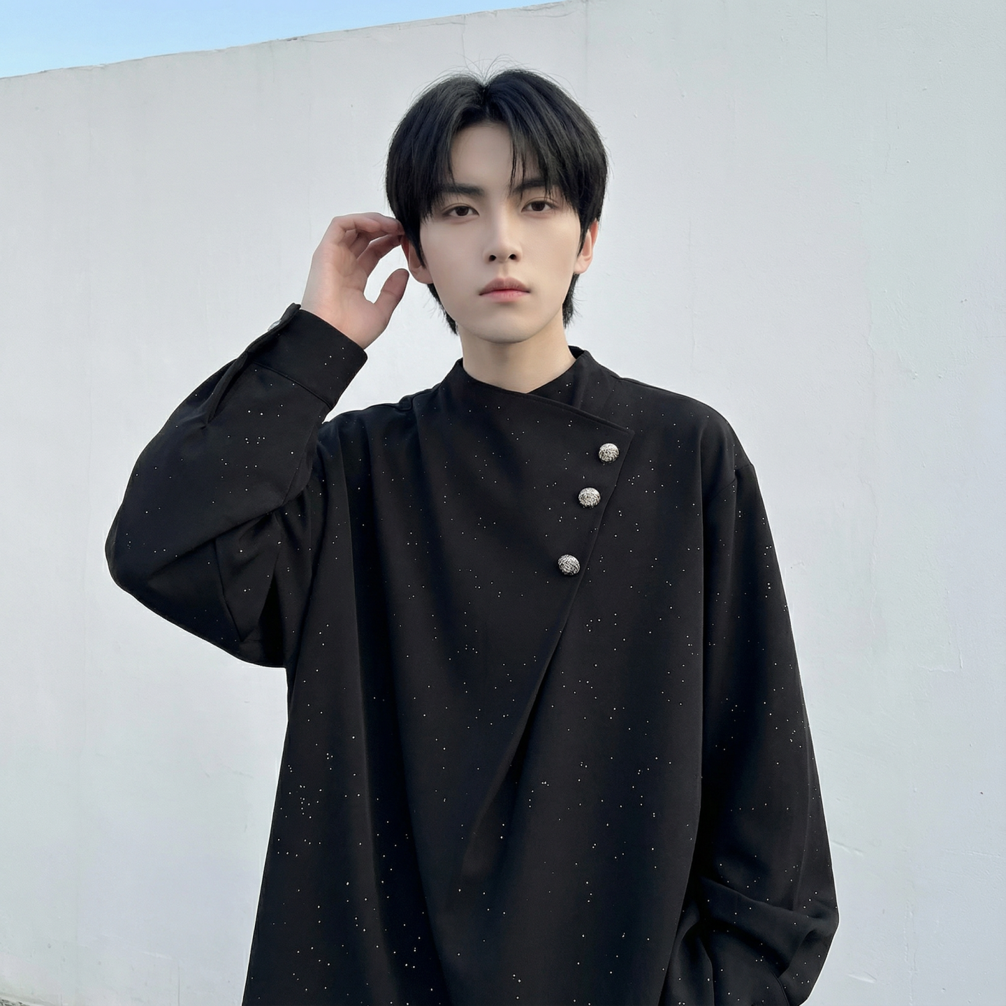 现货新中式痞帅衬衣高级感小香风衬衫微闪潮流痞帅衬衣A903-P68，男装衬衫，星座1017