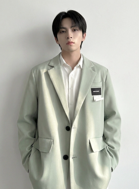 现货休闲西服男春秋宽松大码潮高级感痞帅外套西装 JK342-P98