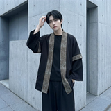 现货春秋风蟒纹印花拼接男士道袍汉服D3206-P78，男装民族服装，星座1017