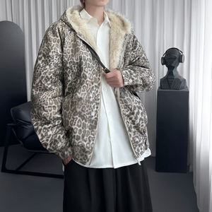 豹纹棉衣棉服新款秋冬情侣座山雕外套男 M3113-P138图片