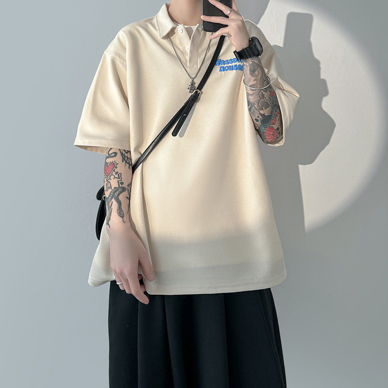 夏季华夫格短袖t恤男Polo衫宽松百搭半袖体恤衫1017-TX8311-P40,男装T恤,星座1017