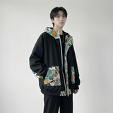 现货春款潮流涂鸦拼接夹克开衫连帽外套WT23-P75控96，男装夹克，星座1017