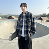 现货2026春复古美式格子长袖衬衫毛边宽松衬衣SC245-P58，男装衬衫，星座1017