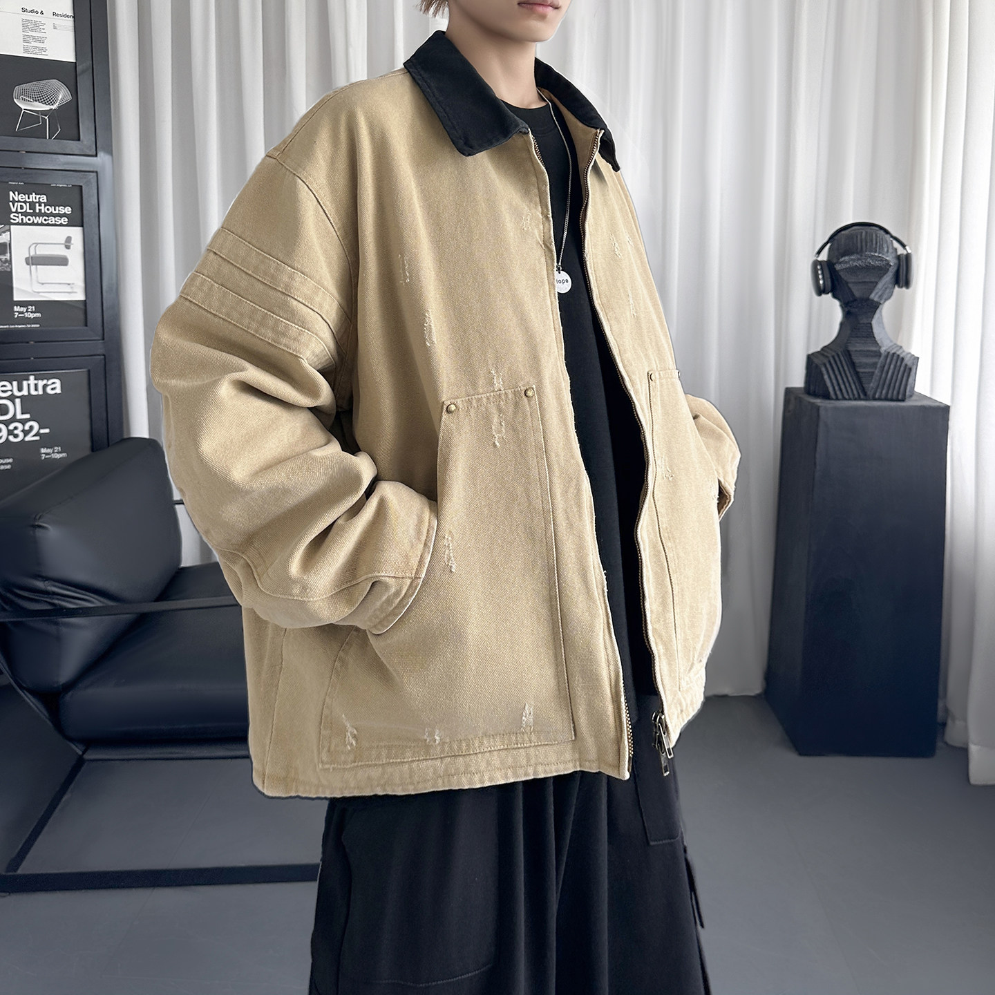 现货美式复古做旧水洗工装巴恩风夹克外套上衣潮G2391-P128,男装夹克,星座1017