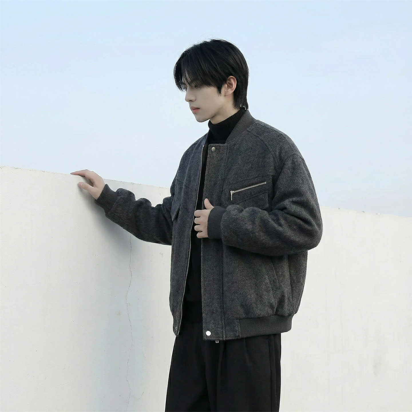 现货美式毛呢夹克棉服加厚高级痞帅夹棉棒球服短款外套Q955-P138，男装夹克，星座1017