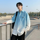 2026现货渐变长袖衬衫水洗褶皱宽松潮流休闲衬衣DS651-P58，男装衬衫，星座1017