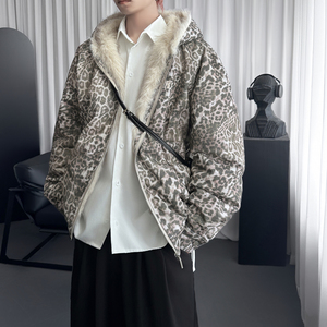 豹纹棉衣棉服新款秋冬情侣座山雕外套男 M3113-P138图片