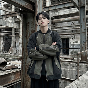 现货休闲百搭撞色拼接棒球服美式复古夹克 JK830-P80，男装夹克，星座1017