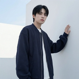 现货2026日系痞帅华夫格宽松休闲棒球立领夹克衫外套NK828-P89，男装夹克，星座1017