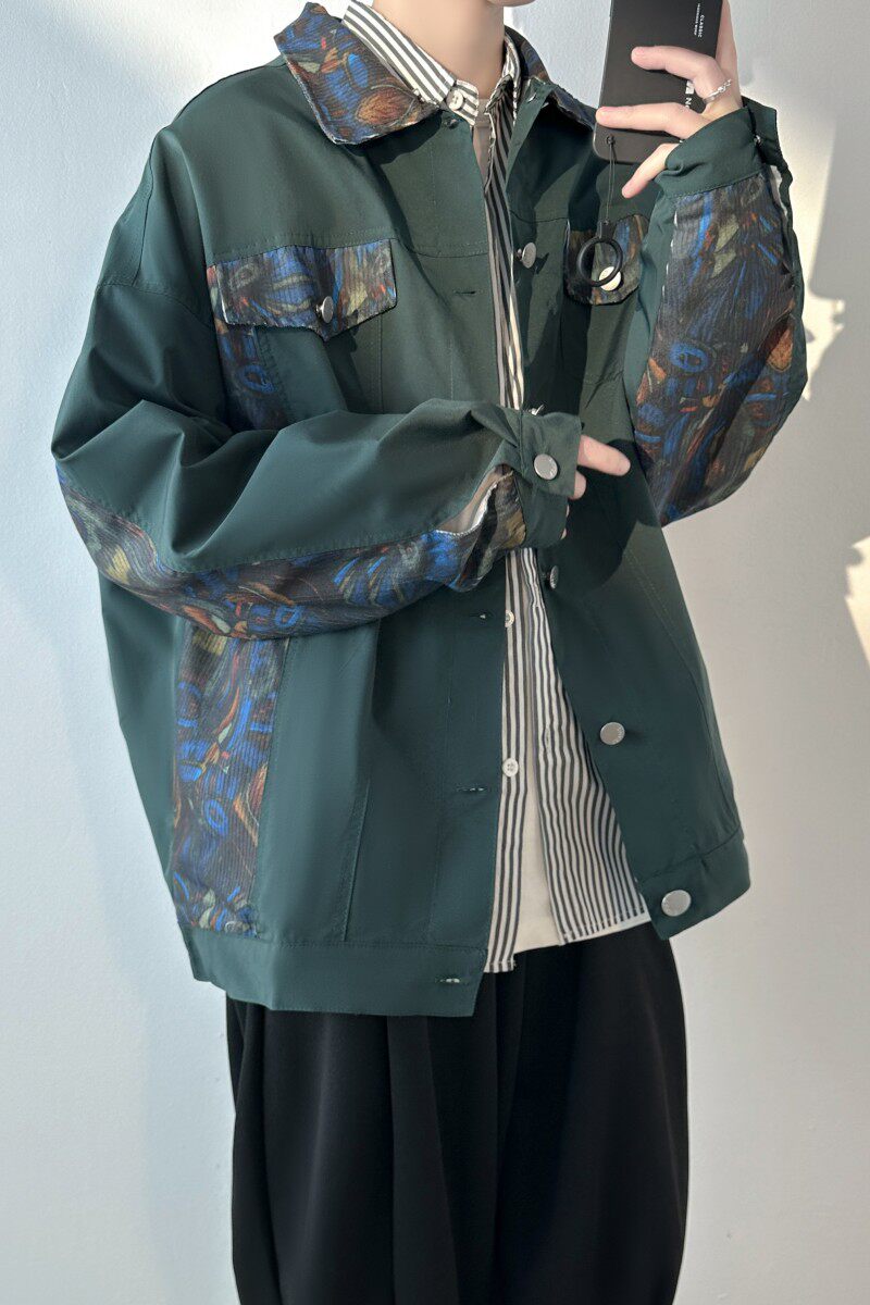 2023春季翻领夹克男外套港风拼接工装外套1017-JK36-P75,男装夹克,星座1017