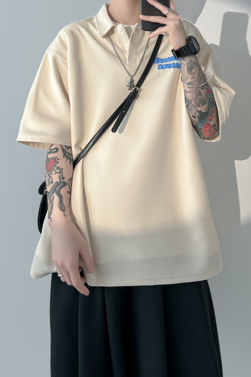 夏季华夫格短袖t恤男Polo衫宽松百搭半袖体恤衫1017-TX8311-P40,男装T恤,星座1017