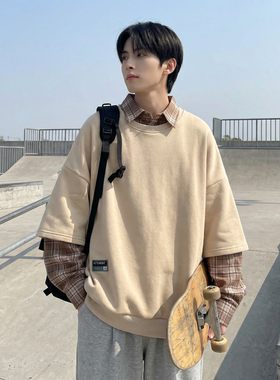 现货 2026春款假两件卫衣衬衫领复古vibe格子美式外套  A5613-P65