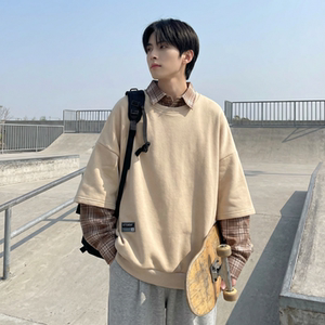 现货 2026春款假两件卫衣衬衫领复古vibe格子美式外套 A5613-P65，男装衬衫，星座1017