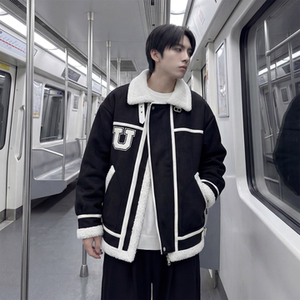 现货 皮毛一体外套冬季校园宽松棉服潮男大码棉衣 4725-P115图片