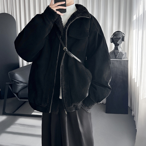 美拉德复古立领羊羔毛棉服男款加绒加厚工装棉衣 MF829-P148图片