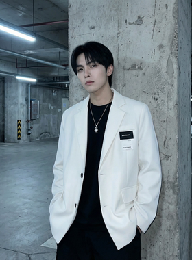 现货休闲西服男春秋宽松大码潮高级感痞帅外套西装 JK342-P98