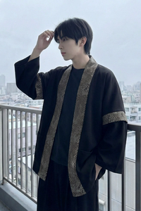 现货 春秋风蟒纹印花拼接男士道袍汉服 D3206-P78图片