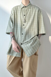 2023格子衬衫男高级感短袖休闲宽松衬衣  1017-CC113-P38图片